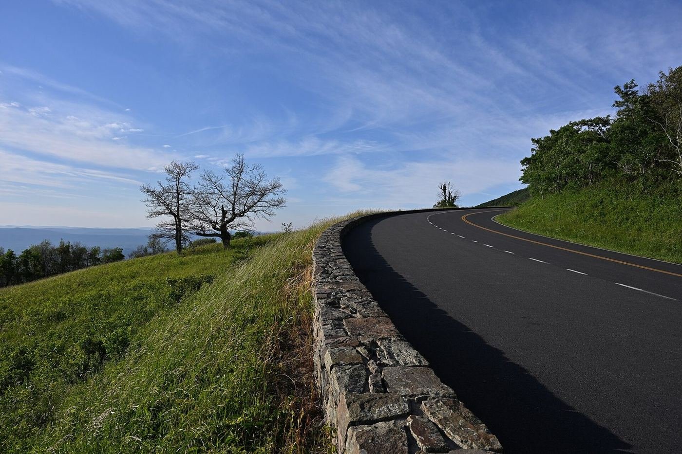 The curve of Skyline Drive at Spitler Knoll Overlook in Shenandoah National Park