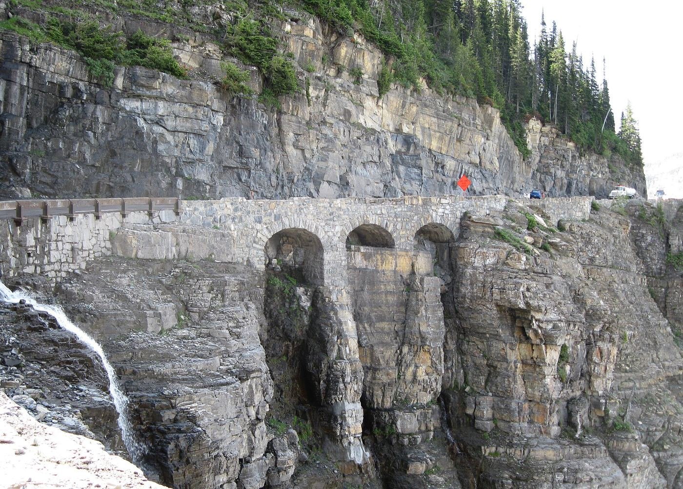 Going-to-the-Sun Road winding through the mountains of Glacier National Park